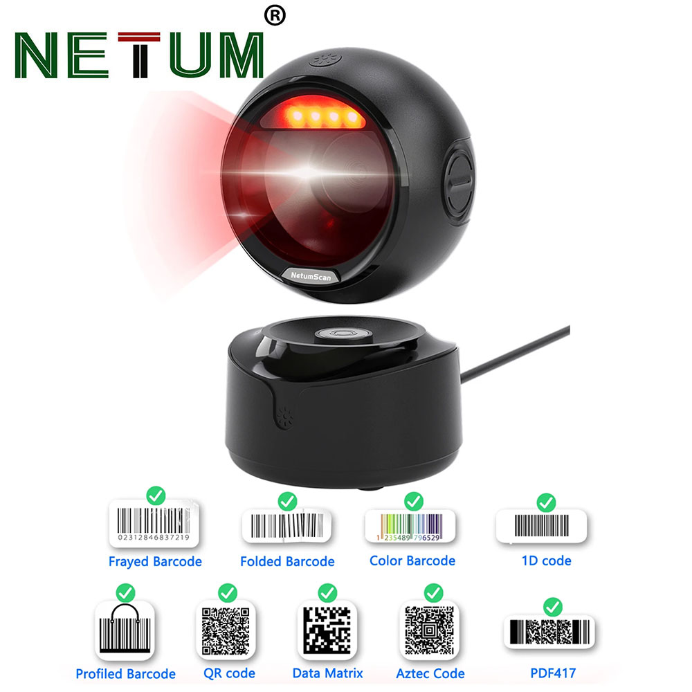 Wireless Barcode Scanner 2D Qr Laser - NETUM-ماسح الباركود التلقائي متعدد الاتجاهات لسطح