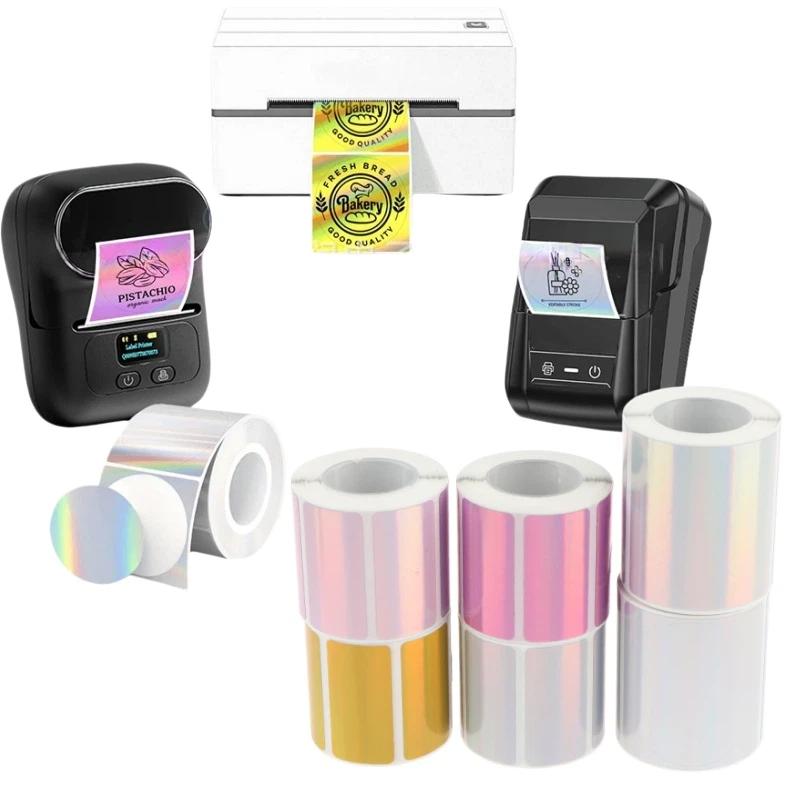 Round Sticker Thermal Labels Colored - لفة واحدة من ملصقات الليزر الملونة