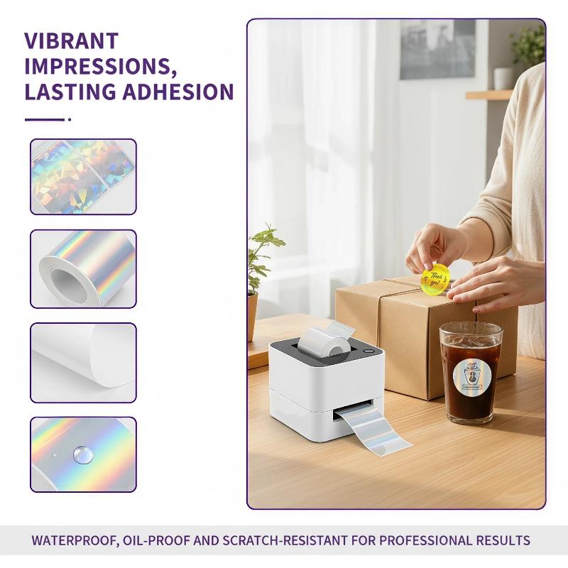 Round Sticker Thermal Labels Colored - لفة واحدة من ملصقات الليزر الملونة