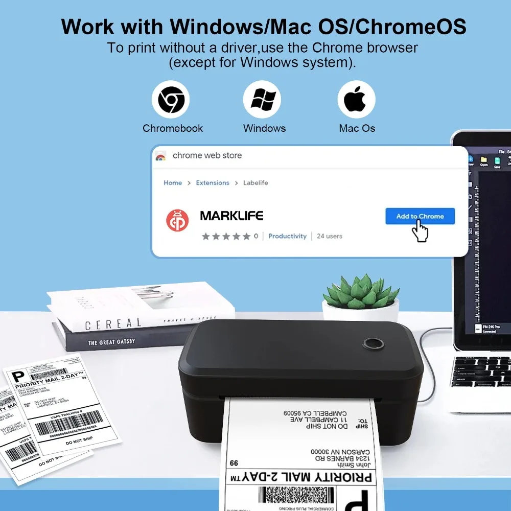 Thermal Label Printer 4X6 Shipping - طابعة ملصقات حرارية لاسلكية Marklife X4