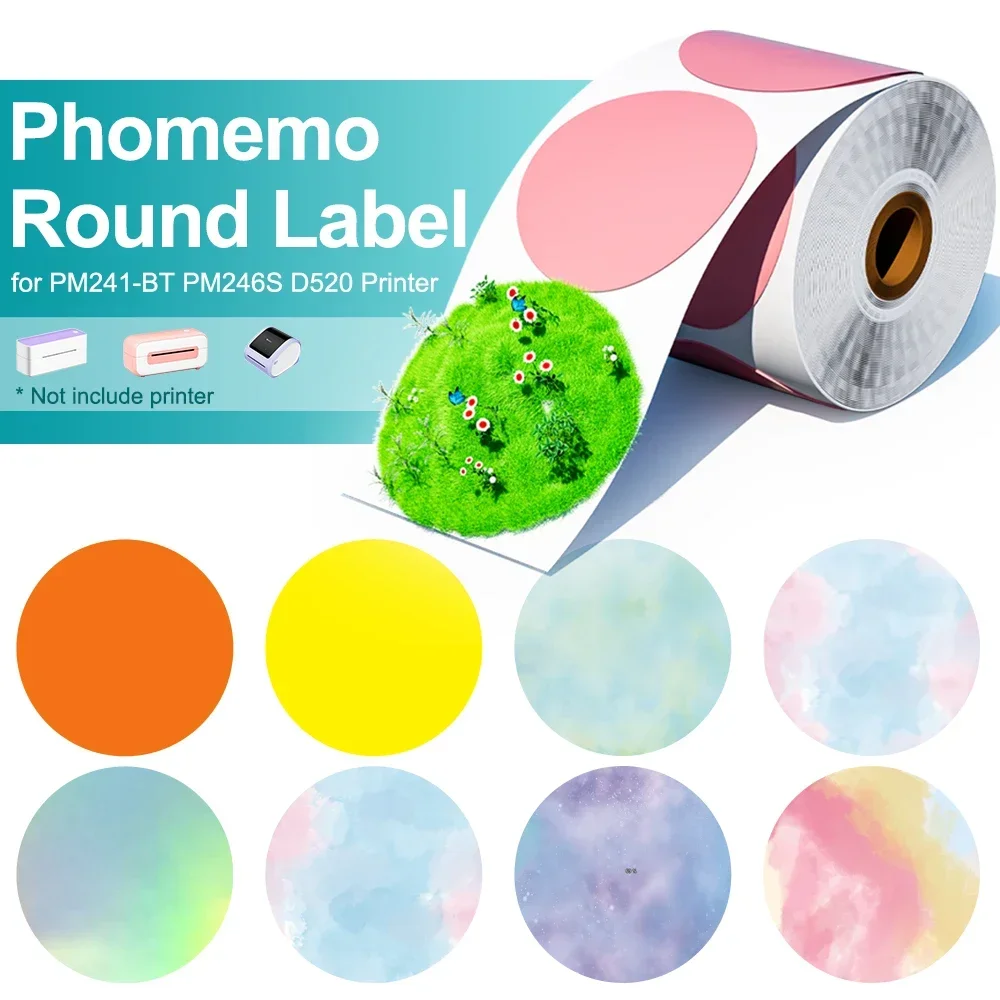 Round Sticker Thermal Labels Colored - Phomemo PM241 ملصق ملصق طابعة الشحن