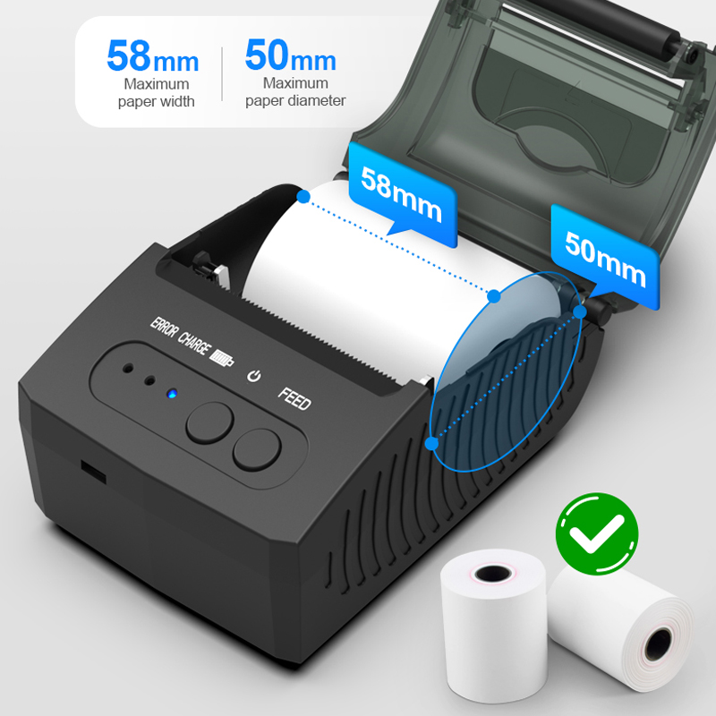 طابعة حرارية محمولة بتقنية الب - مراجعة Bluetooth Portable Thermal Receipt Printer 58Mm وسعره