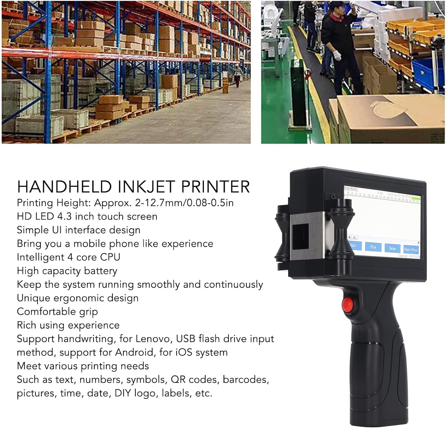 مسدس طابعة نافثة للحبر محمول،  - مراجعة Handheld Inkjet Date Code Printer Gun وسعره