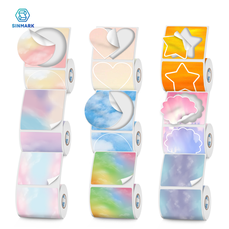 2 لفات من ورق الملصقات الحراري - مراجعة Round Sticker Thermal Labels Colored وسعره