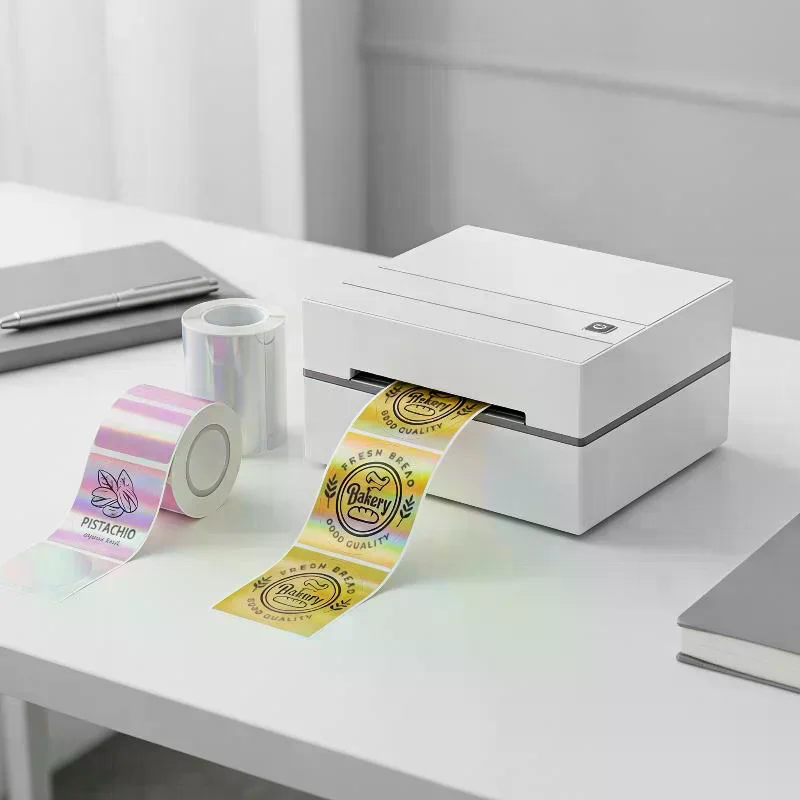 1 لفة من ملصقات ليزرية فضية/فض - مراجعة Round Sticker Thermal Labels Colored وسعره