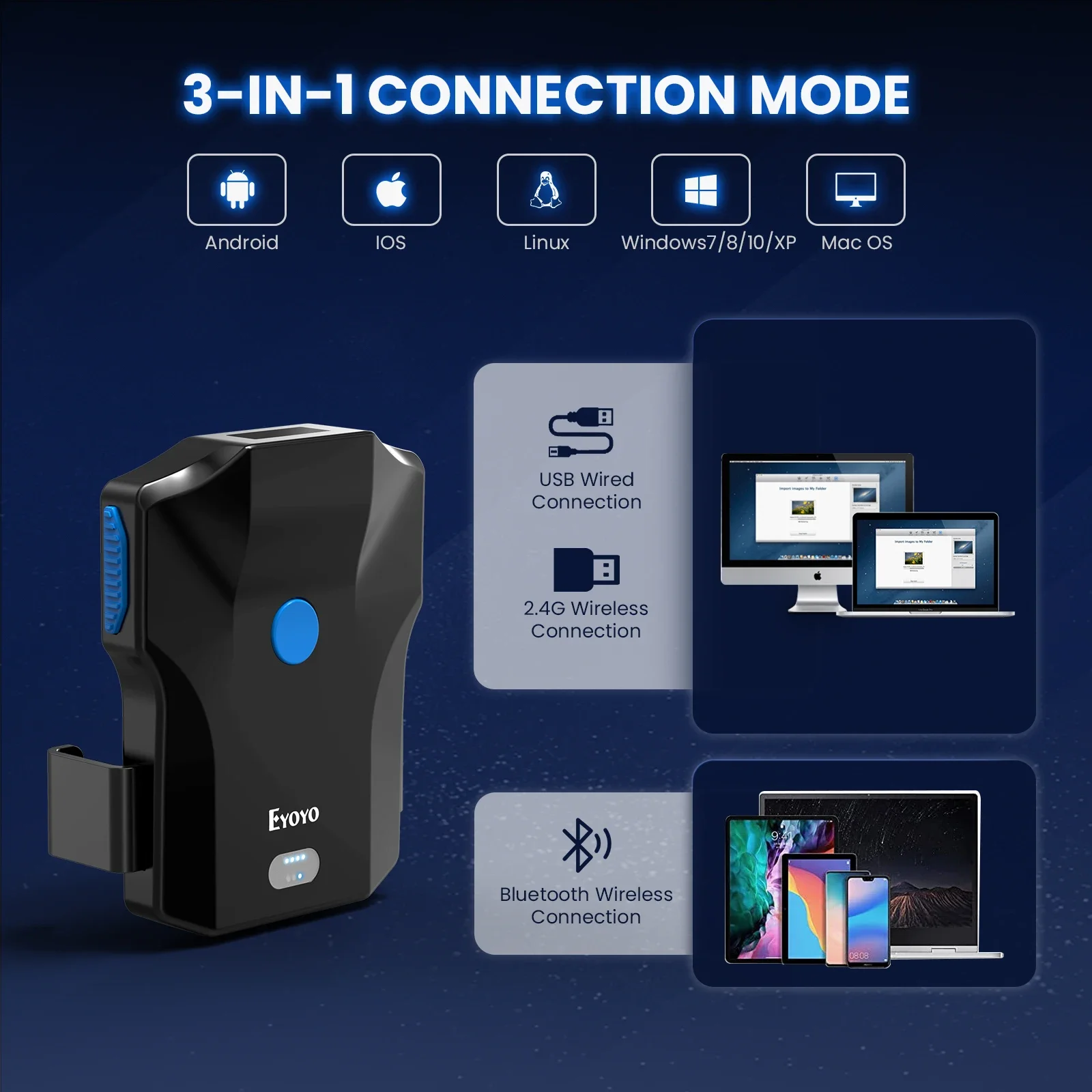 Eyoyo المحمولة بلوتوث ماسح الب - مراجعة Wireless Barcode Scanner 2D Qr Laser وسعره