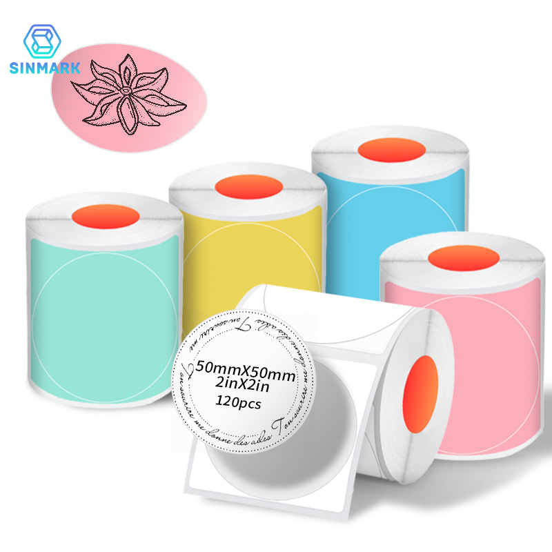 SINMARK 50 مللي متر لون دائري  - مراجعة Round Sticker Thermal Labels Colored وسعره