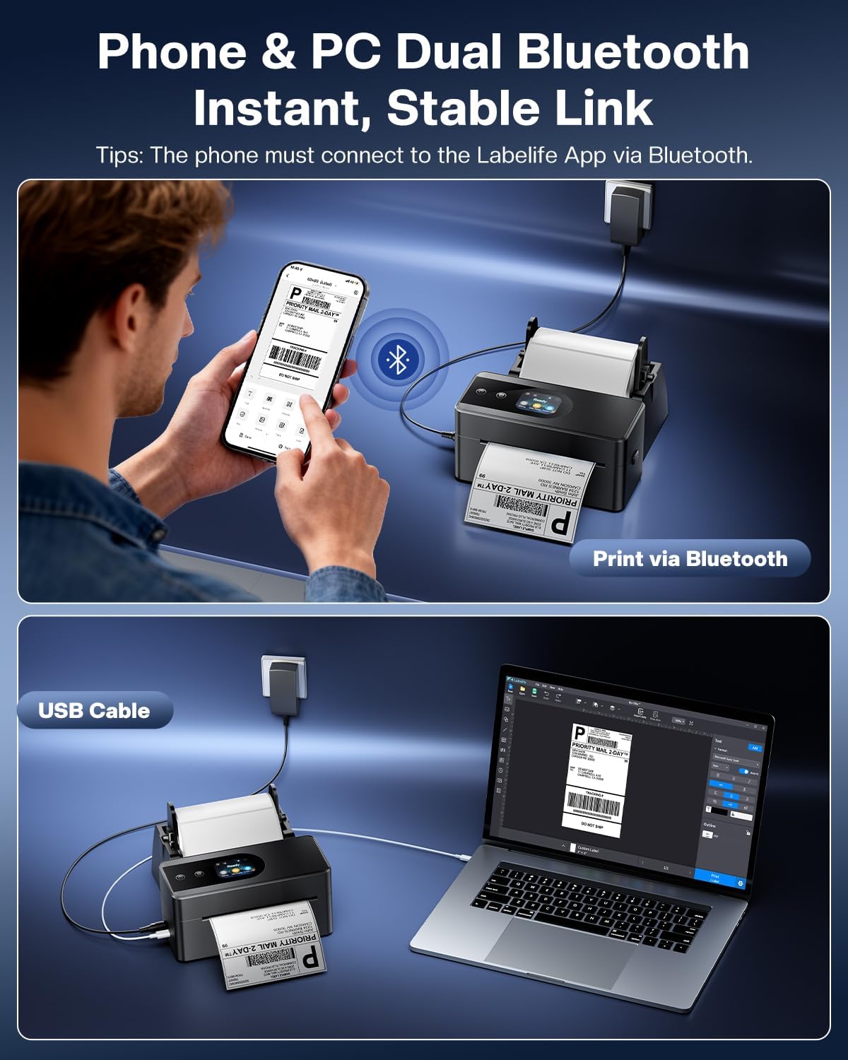 طابعة حرارية Phomem PM64D مع ش - مراجعة Thermal Label Printer 4X6 Shipping وسعره