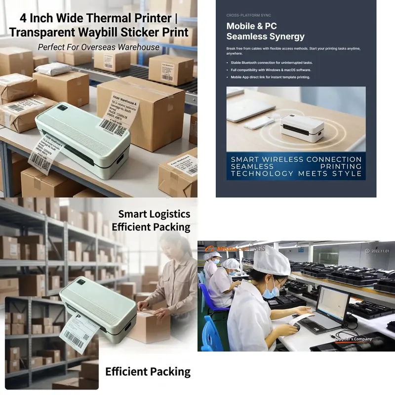 طابعة ملصقات حرارية مقاومة للم - مراجعة Barcode Printer Direct Thermal 110Mm وسعره