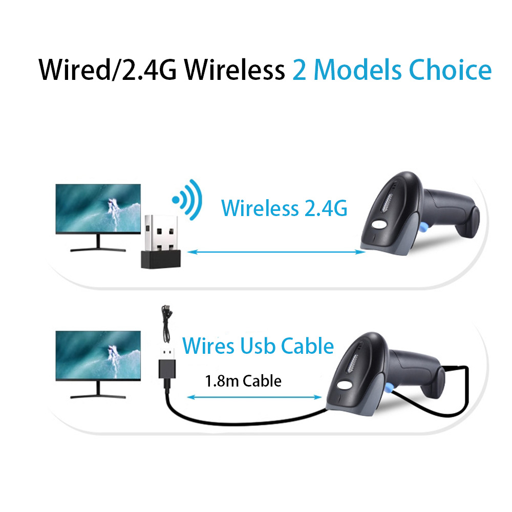 يده 1D 2D ماسح الباركود السلكي - مراجعة Wireless Barcode Scanner 2D Qr Laser وسعره