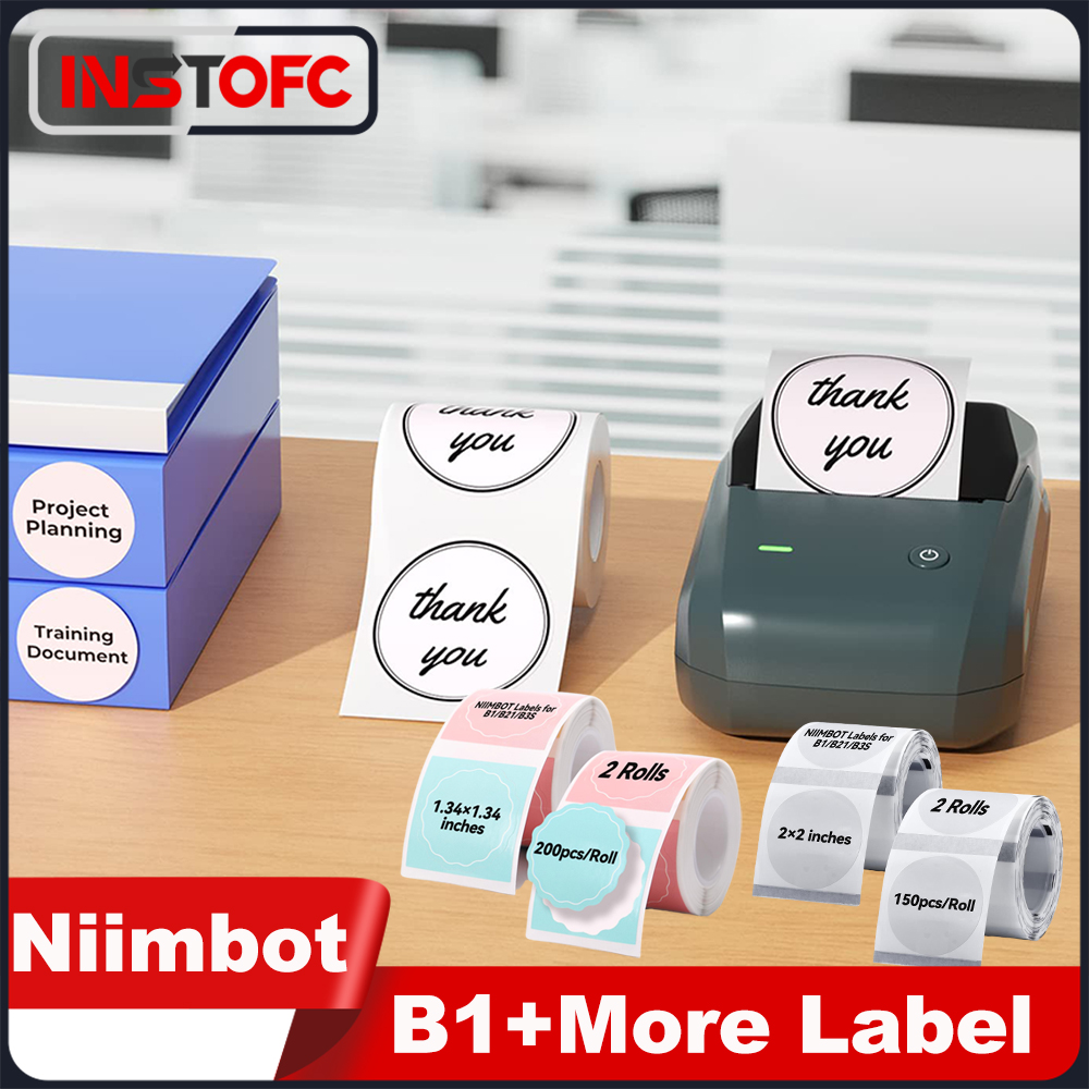 طابعة ملصقات لاسلكية نيمبوت B1 - مراجعة Round Sticker Thermal Labels Colored وسعره
