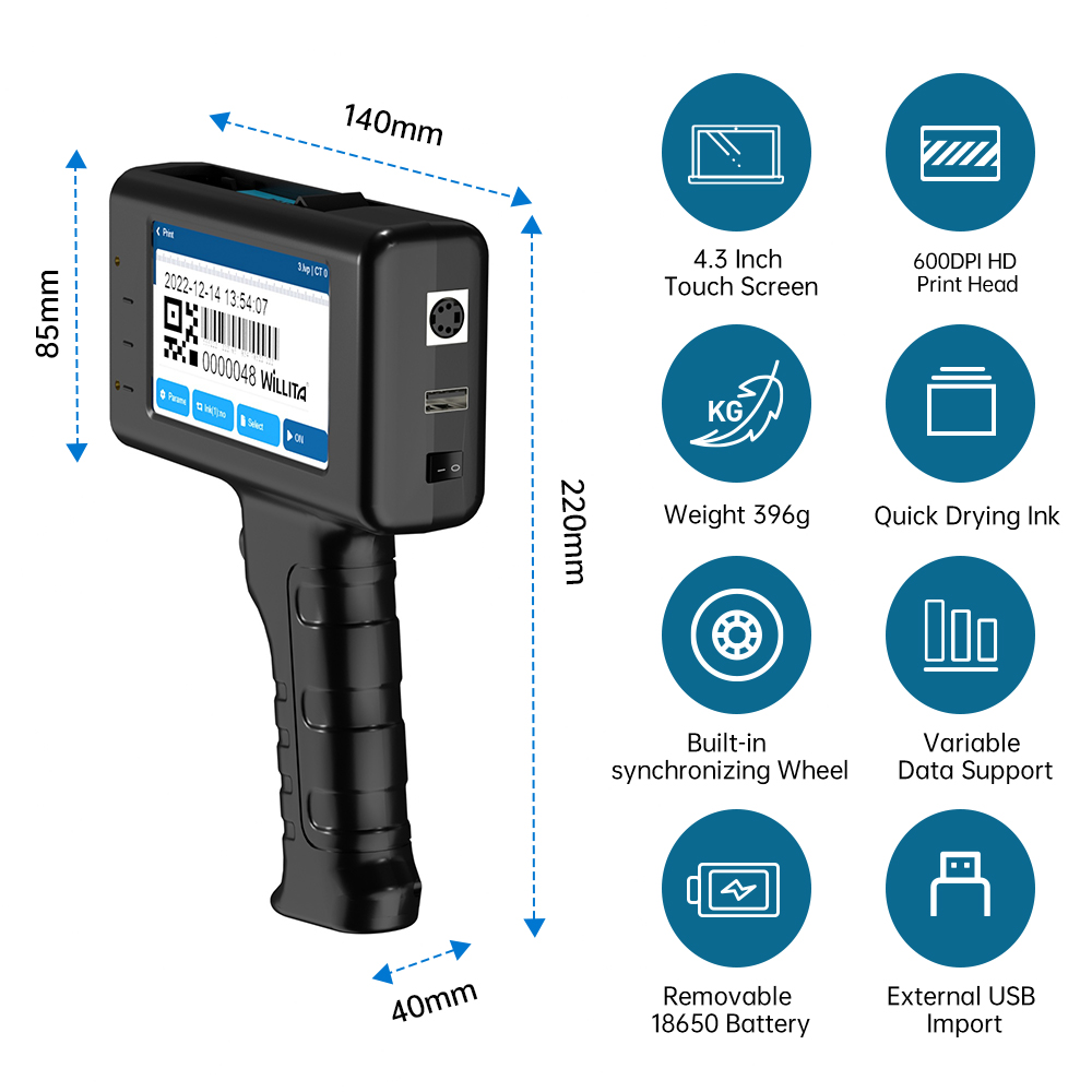 طابعة نافثة للحبر محمولة باليد - مراجعة Handheld Inkjet Date Code Printer Gun وسعره