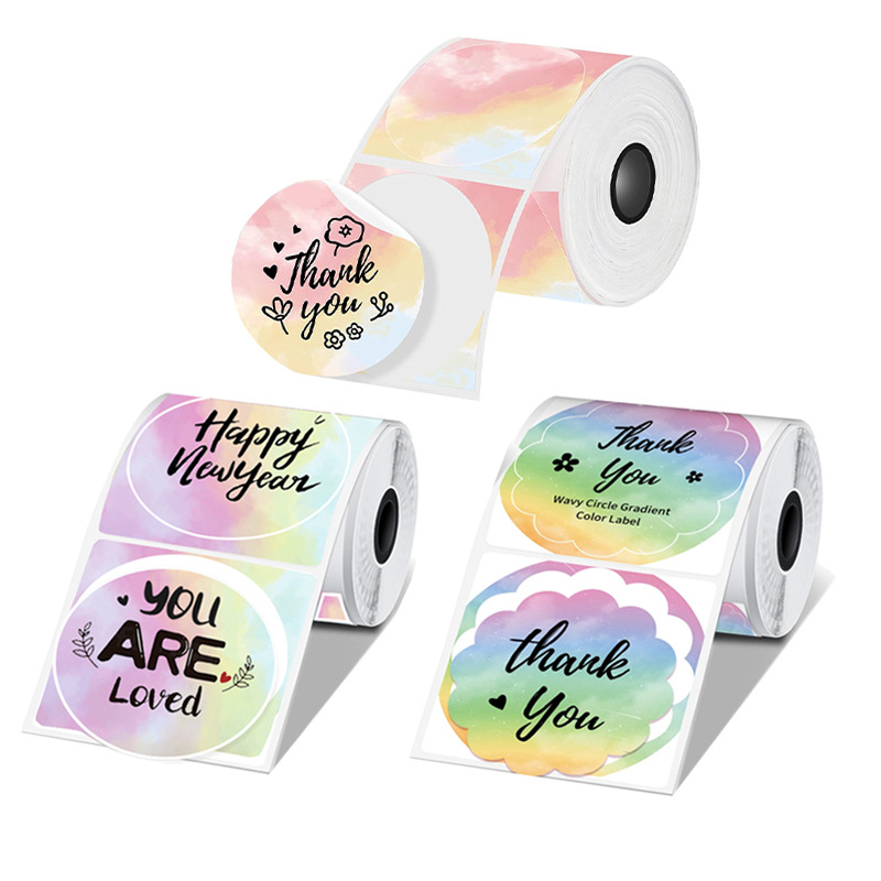 3 لفات من ملصقات الألوان الدائ - مراجعة Round Sticker Thermal Labels Colored وسعره