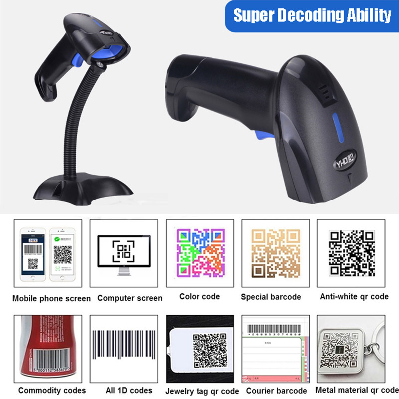 RS1100 اللاسلكية السلكية البار - مراجعة Wireless Barcode Scanner 2D Qr Laser وسعره