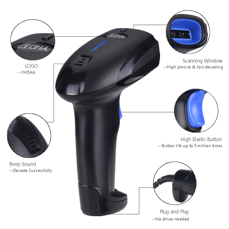 RS1100 اللاسلكية السلكية البار - مراجعة Wireless Barcode Scanner 2D Qr Laser وسعره