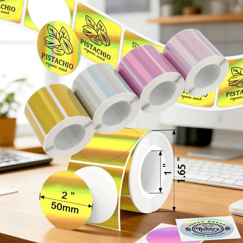 لفة واحدة من ملصقات الليزر الم - مراجعة Round Sticker Thermal Labels Colored وسعره