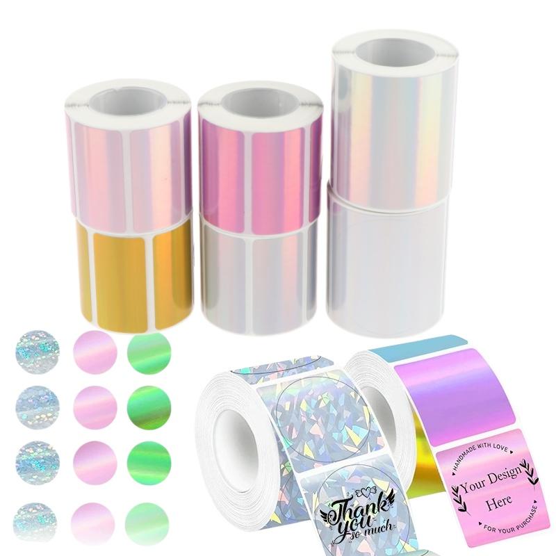 لفة واحدة من ملصقات الليزر الم - مراجعة Round Sticker Thermal Labels Colored وسعره