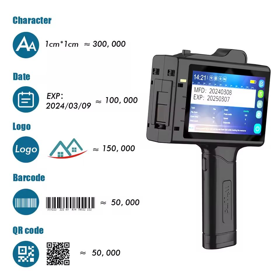 طابعة نافثة للحبر محمولة باليد - مراجعة Handheld Inkjet Date Code Printer Gun وسعره