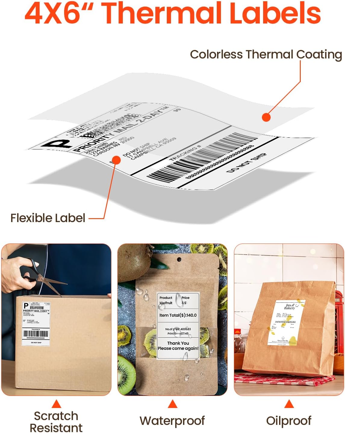 ملصقات شحن حرارية بيضاء مقاس 4 - مراجعة Thermal Label Printer 4X6 Shipping وسعره