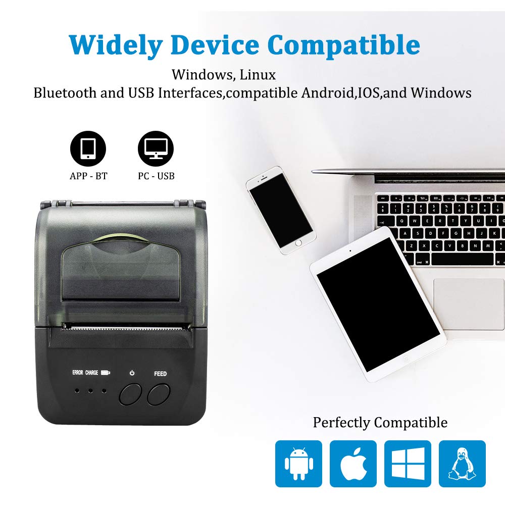 طابعة محمولة صغيرة تعمل بالبلو - مراجعة Bluetooth Portable Thermal Receipt Printer 58Mm وسعره