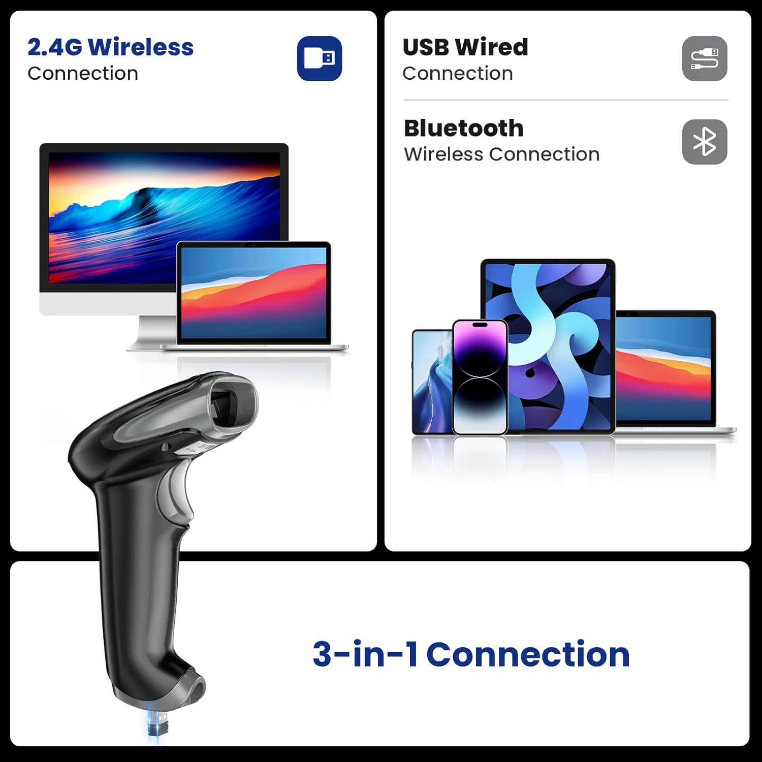 Eyoyo ماسح الباركود 2D 1D QR C - مراجعة Wireless Barcode Scanner 2D Qr Laser وسعره
