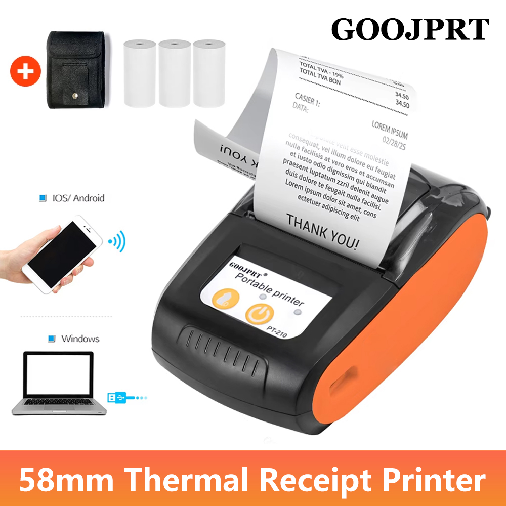 طابعة حرارية محمولة صغيرة GOOJ - مراجعة Bluetooth Portable Thermal Receipt Printer 58Mm وسعره