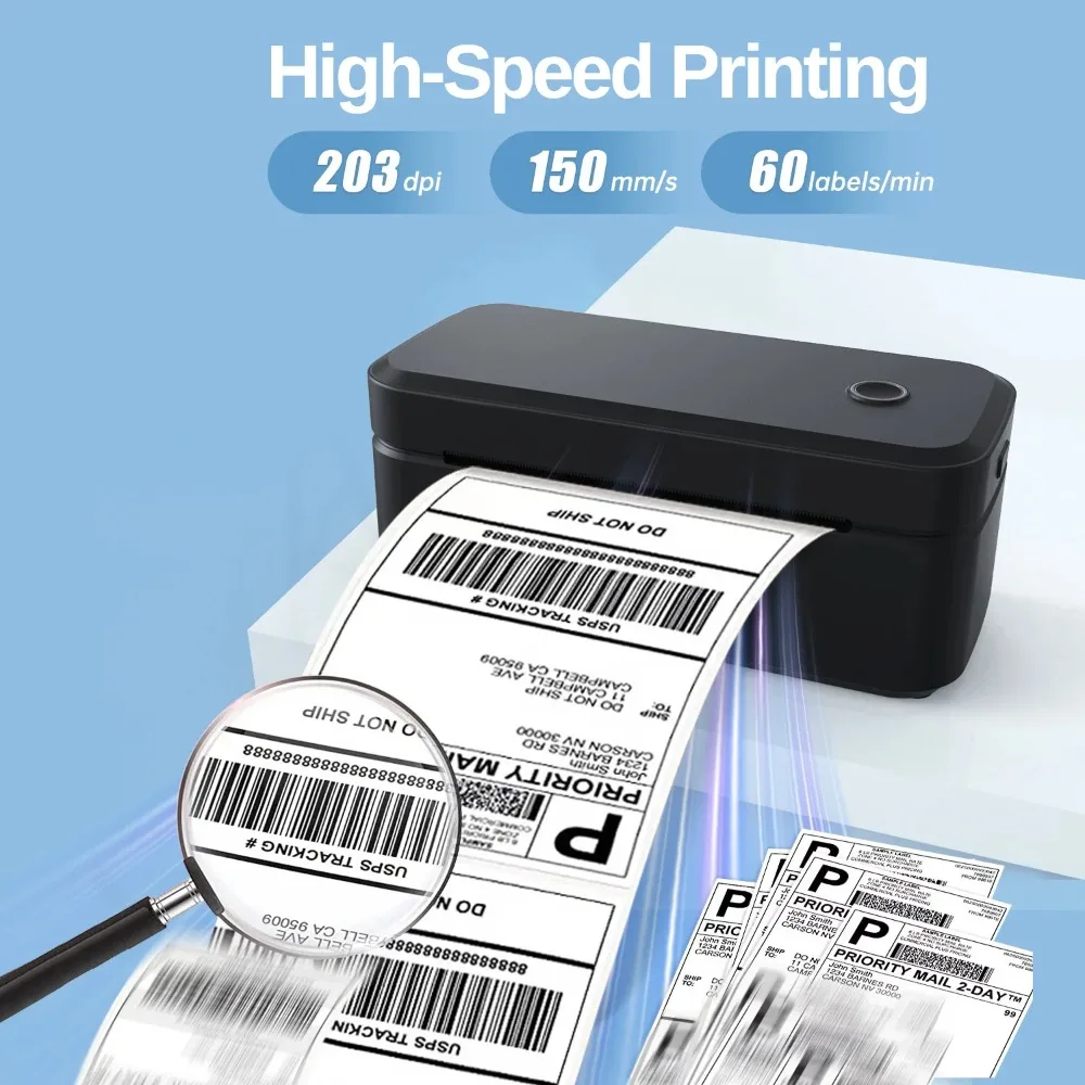 طابعة ملصقات حرارية لاسلكية Ma - مراجعة Thermal Label Printer 4X6 Shipping وسعره