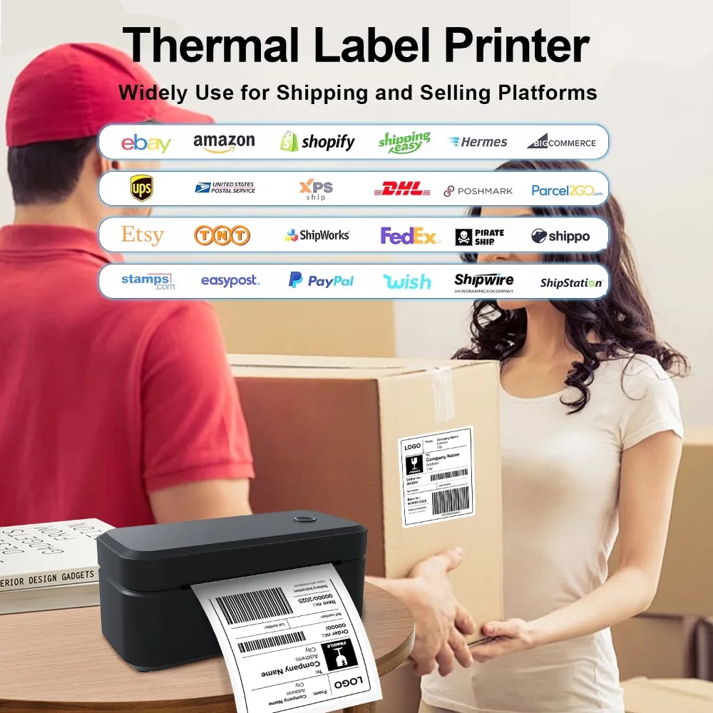 طابعة ملصقات حرارية لاسلكية Ma - مراجعة Thermal Label Printer 4X6 Shipping وسعره