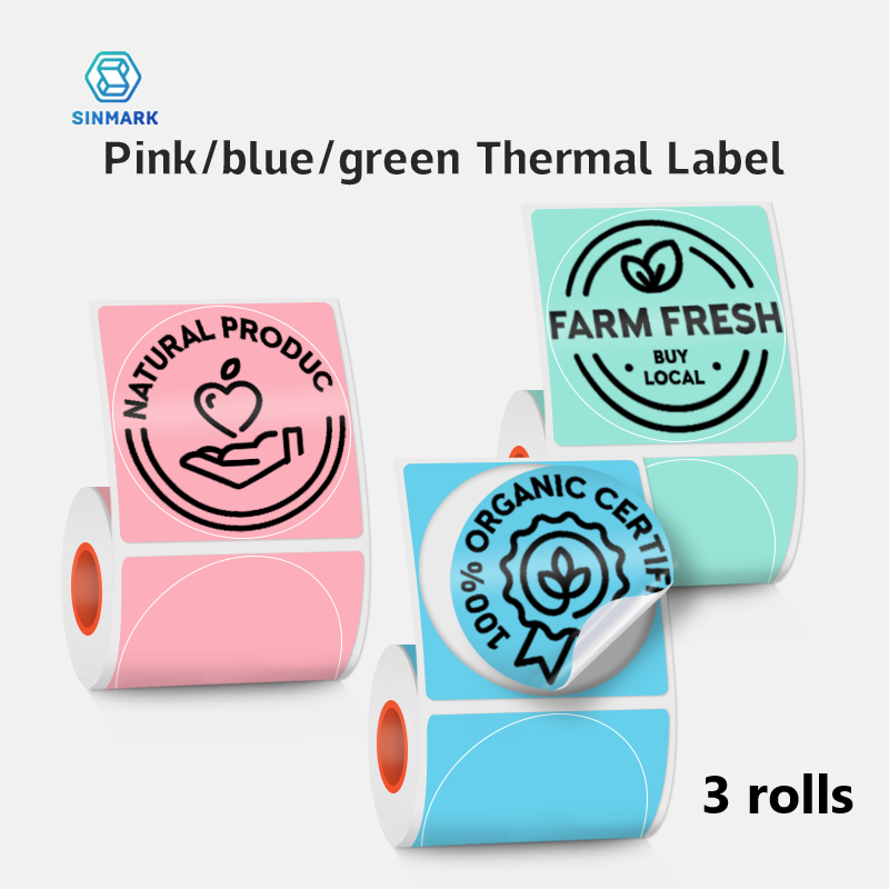 SINMARK 3 لفات مستديرة اللون و - مراجعة Round Sticker Thermal Labels Colored وسعره