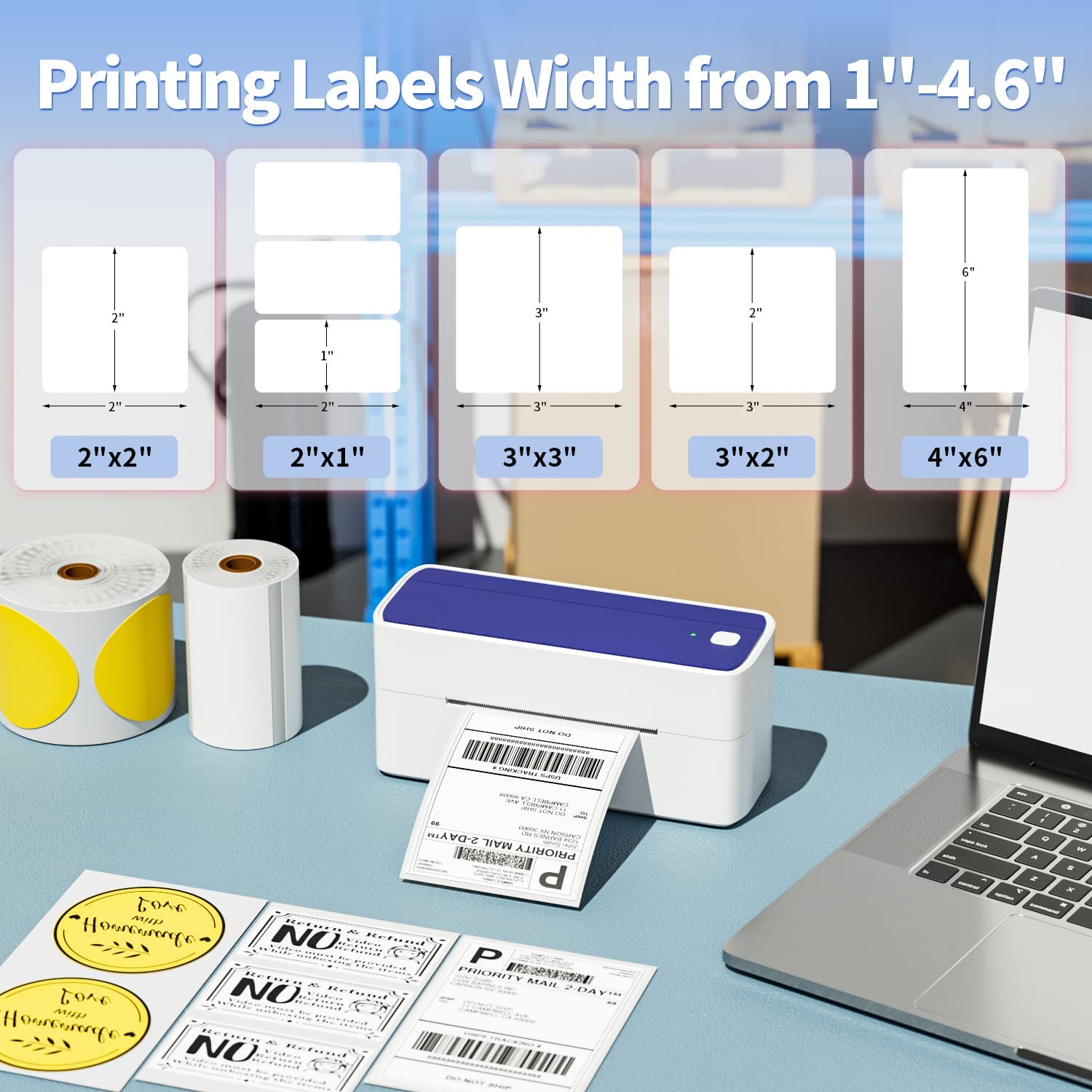طابعة حرارية متعددة الوظائف فو - مراجعة Thermal Label Printer 4X6 Shipping وسعره